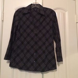 Limited black and white graphic button down